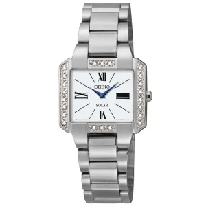 Seiko SUP237 Women's Classic Tressia Solar White Dial Stainless Steel Bracelet Diamond Watch