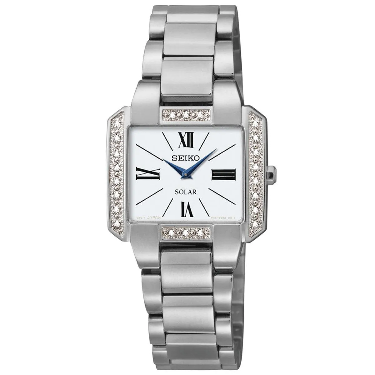Seiko SUP237 Women's Classic Tressia Solar White Dial Stainless Steel Bracelet Diamond Watch