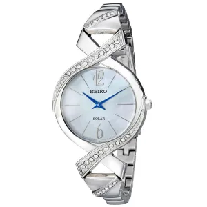 Seiko SUP263 Women's Core Solar MOP Dial Steel Bracelet Swarovski Crystal Accented Watch