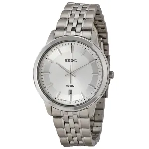 Seiko SUR027 Men's Classic Quartz Silver Tone Dial Stainless Steel Watch