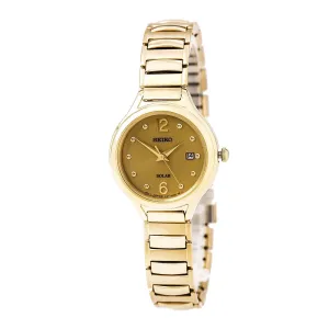 Seiko SUT180 Women's Core Solar Power Reserve Gold Dial Yellow Gold Steel Expansion Bracelet Watch