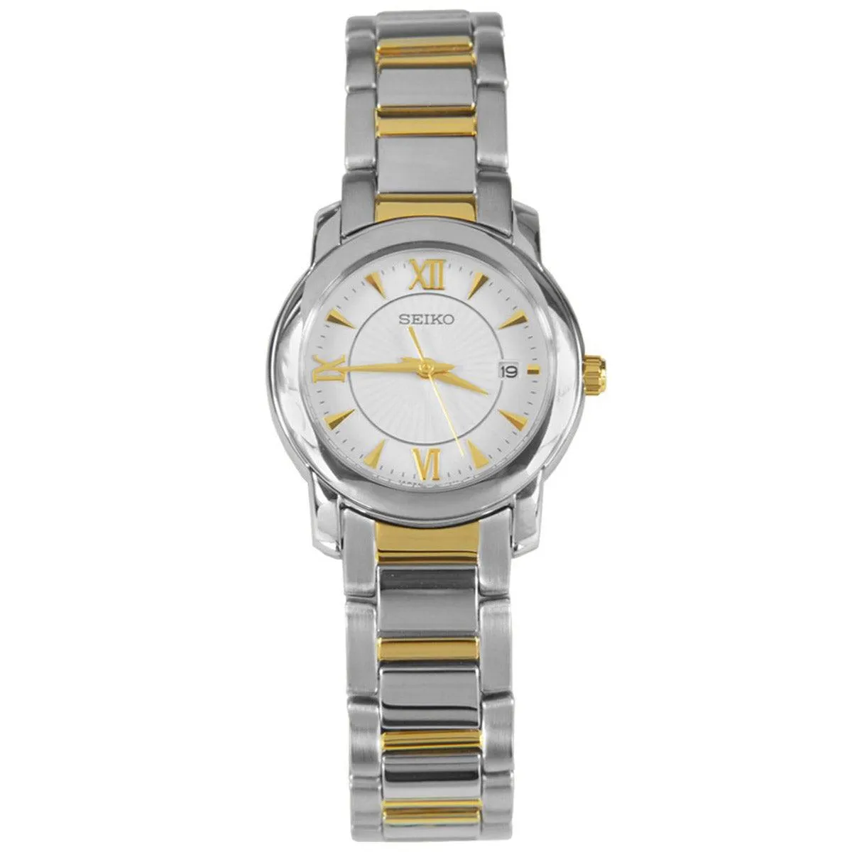Seiko SXDC21P1 Women's Dress Quartz White Dial Two Tone Steel Bracelet Watch