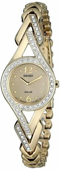 Seiko Womens Sup176 Swarovski Crystal-Accented Stainless Steel Solar Watch