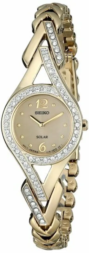 Seiko Womens Sup176 Swarovski Crystal-Accented Stainless Steel Solar Watch