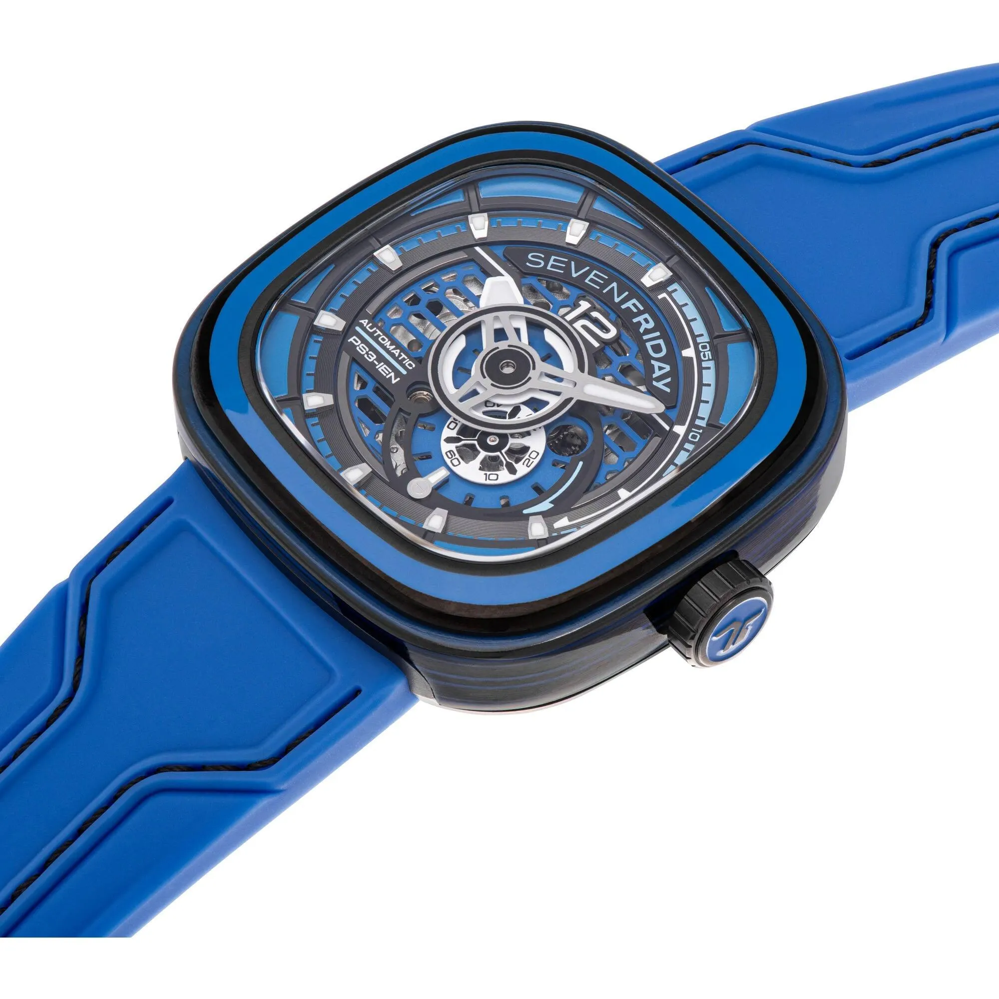 SevenFriday Men's Watch - PS Series CCB Semi-Skeleton Dial Silicone Strap | PS3-04