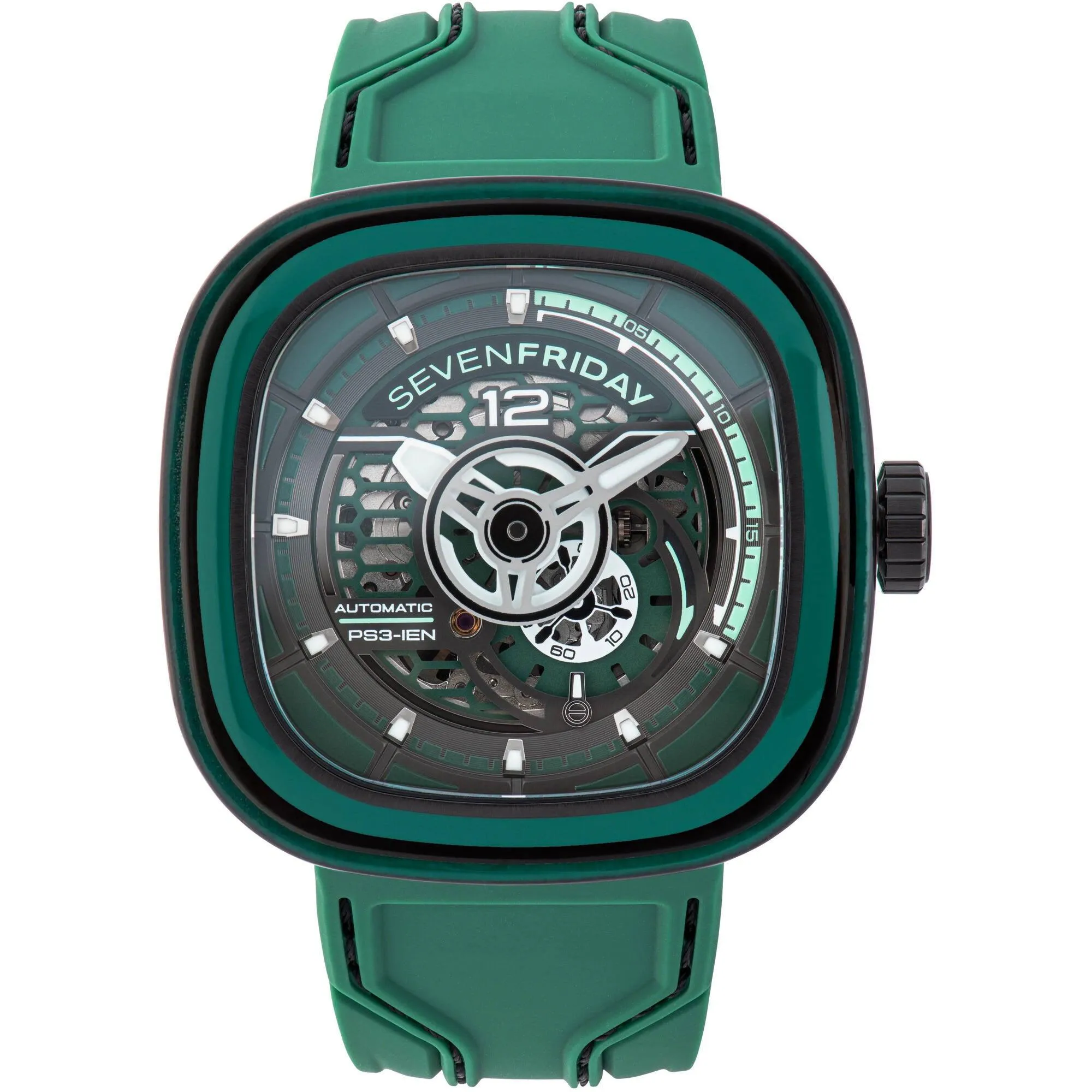 SevenFriday Men's Watch - PS Series CCG Automatic Green Silicone Rubber Strap | PS3-05