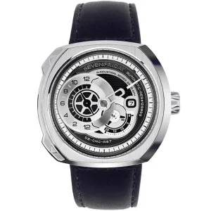 SevenFriday Men's Watch - Q Series Power Reserve Black and Silver Tone Dial | Q1-03