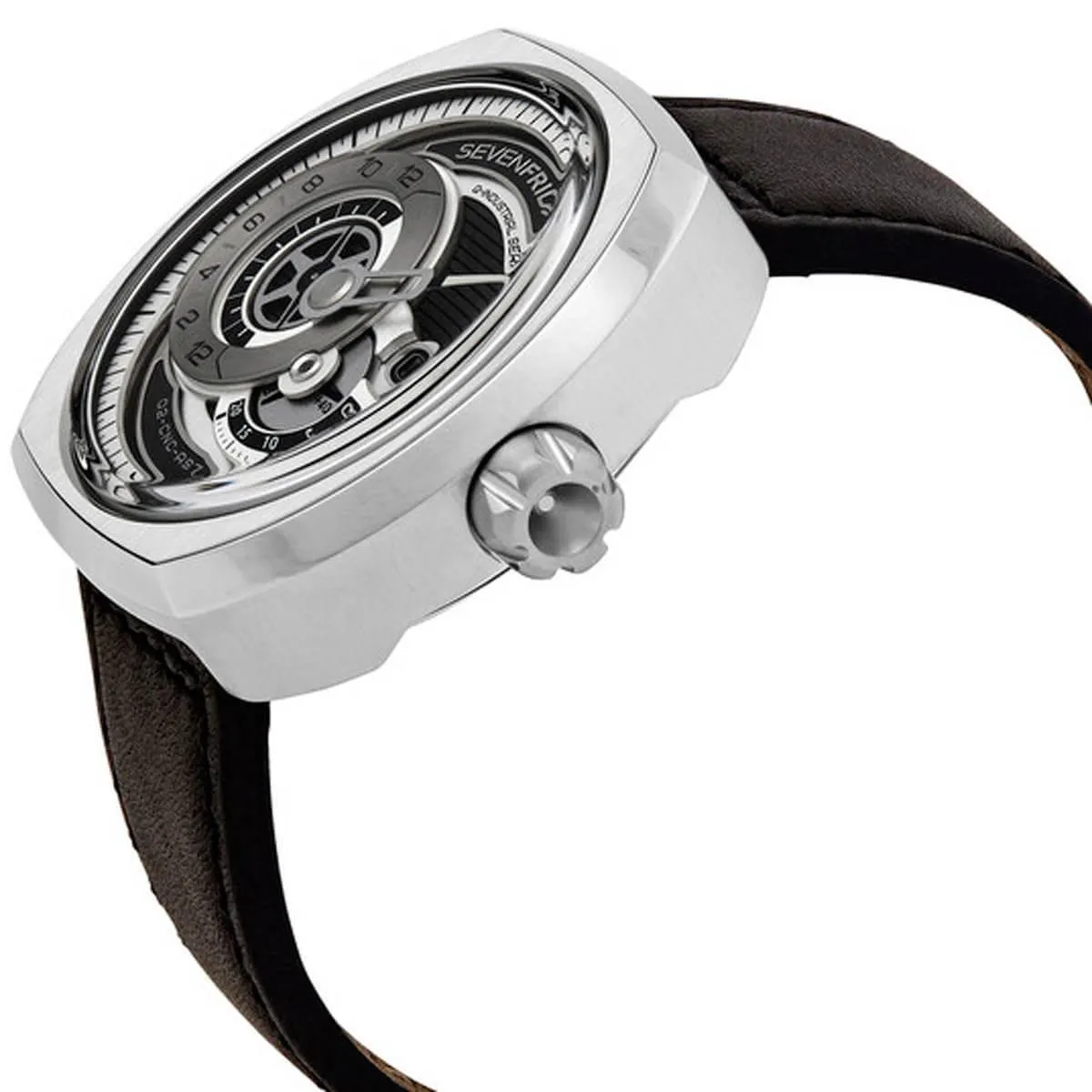 SevenFriday Men's Watch - Q Series Power Reserve Black and Silver Tone Dial | Q1-03