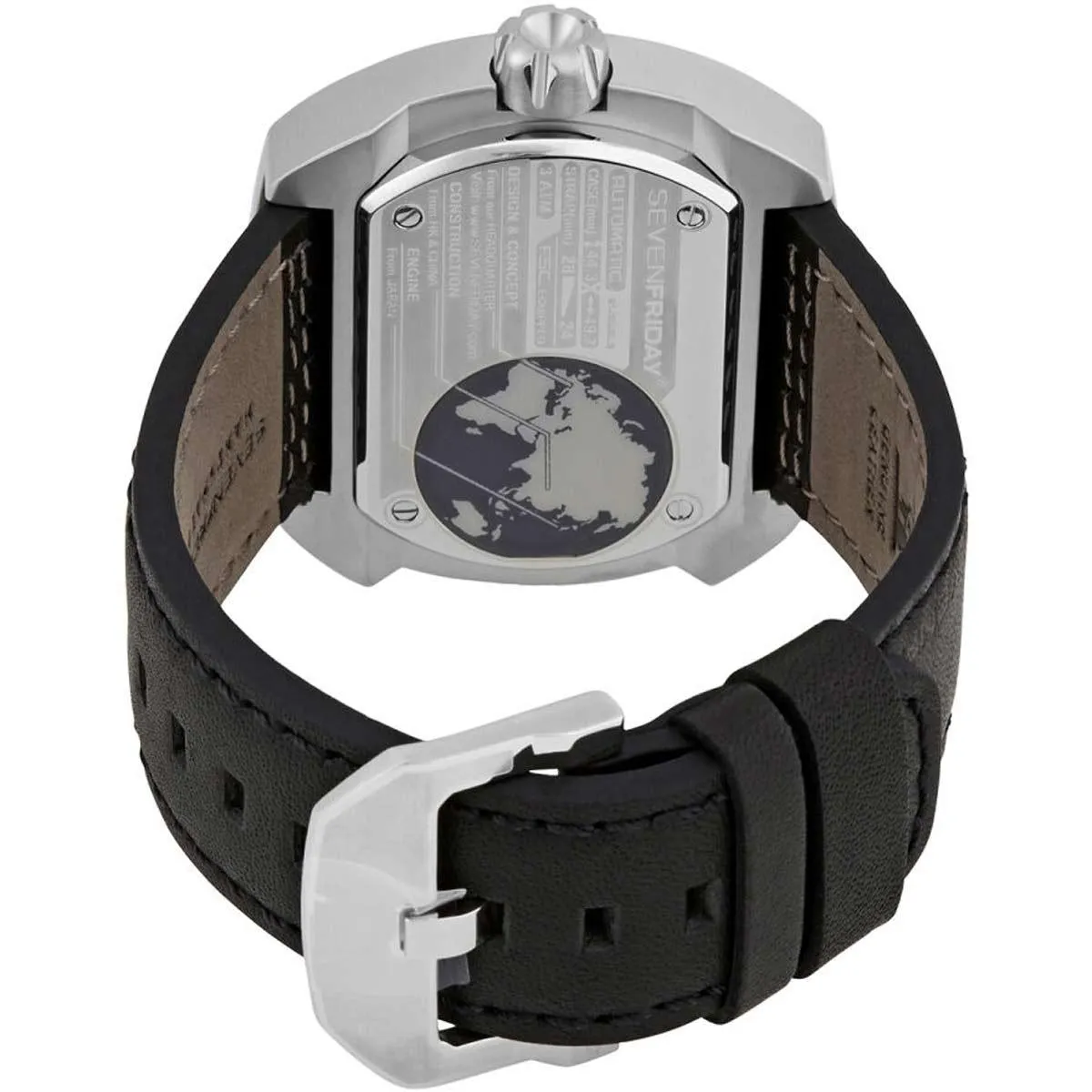 SevenFriday Men's Watch - Q Series Power Reserve Black and Silver Tone Dial | Q1-03