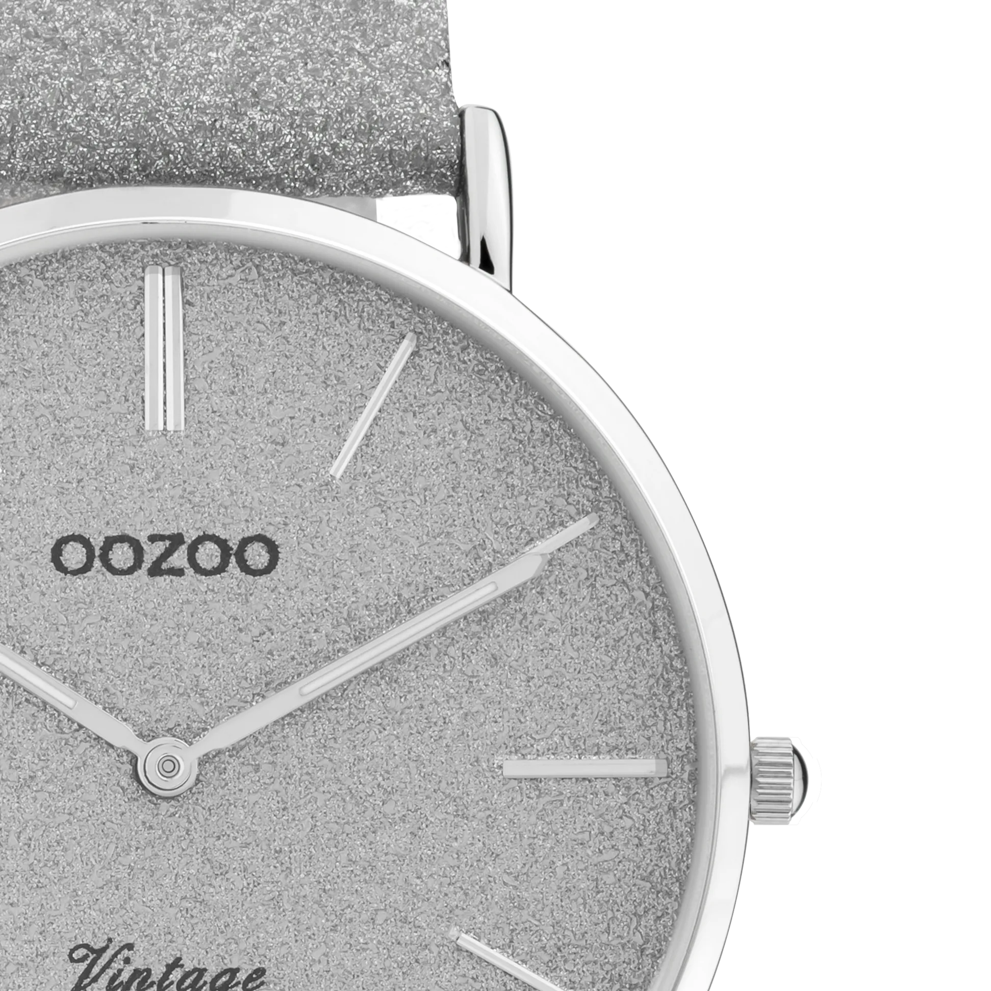 Silver coloured OOZOO watch with leather strap - C20160