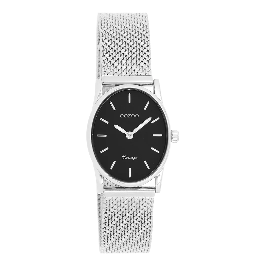 Silver coloured OOZOO watch with metal mesh bracelet - C20257