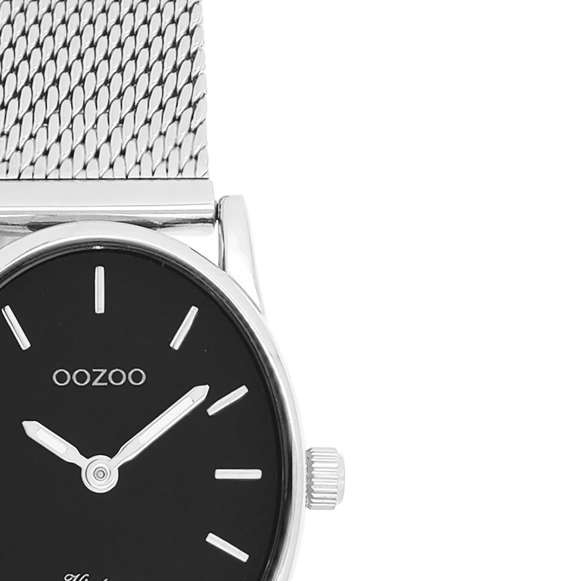 Silver coloured OOZOO watch with metal mesh bracelet - C20257