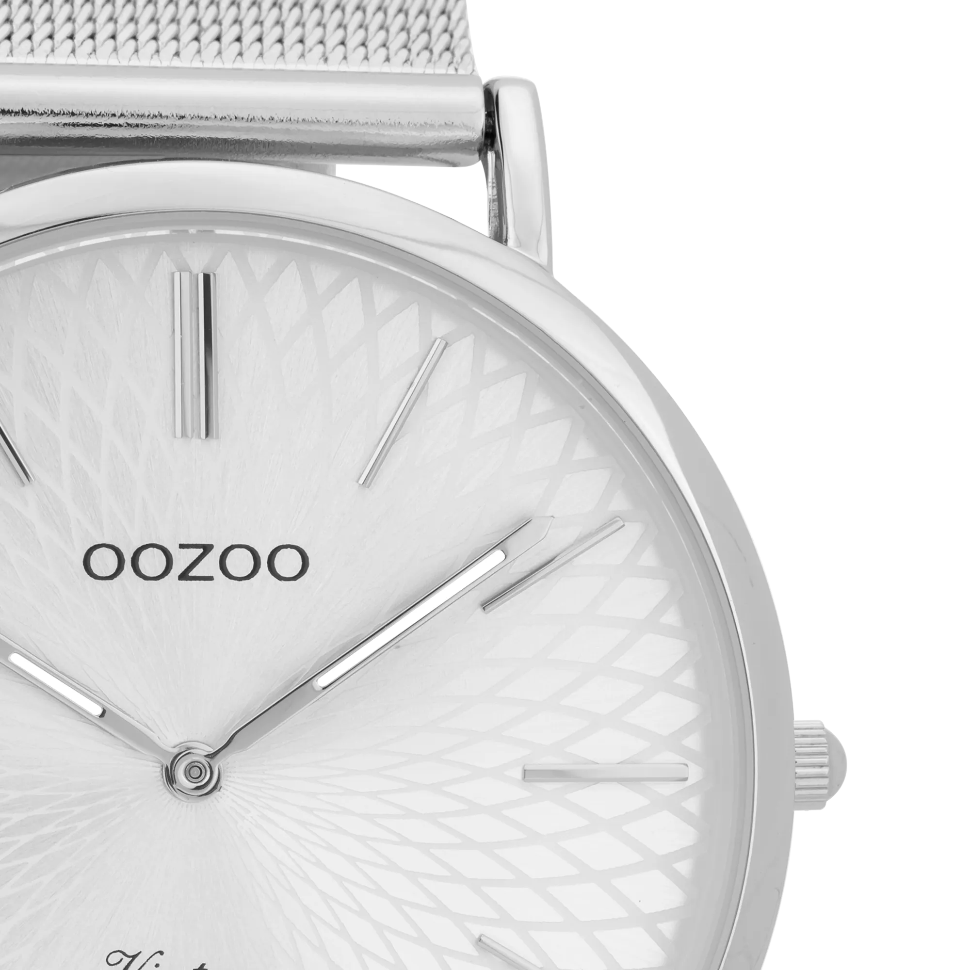 Silver coloured OOZOO watch with metal mesh bracelet - C9340