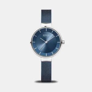 Solar Women Quartz Blue Dial Analog Stainless Steel Watch 14631-307