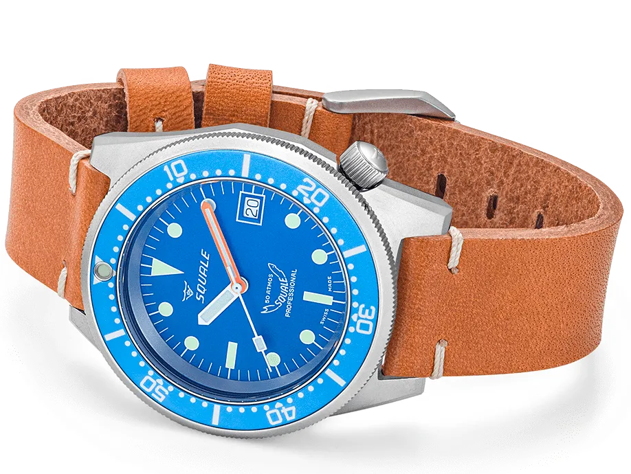 Squale 1521 Blue Blasted Leather Watch