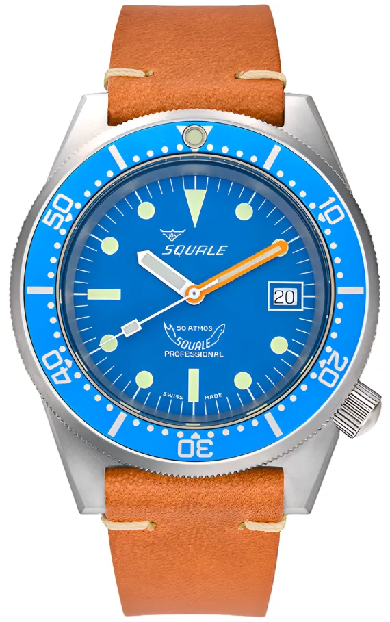 Squale 1521 Blue Blasted Leather Watch