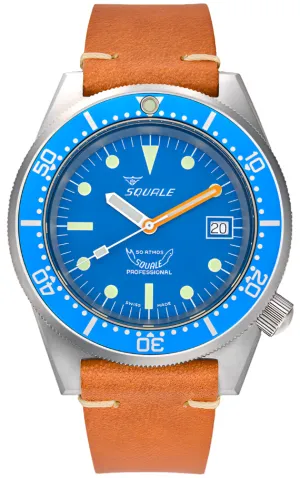 Squale 1521 Blue Blasted Leather Watch