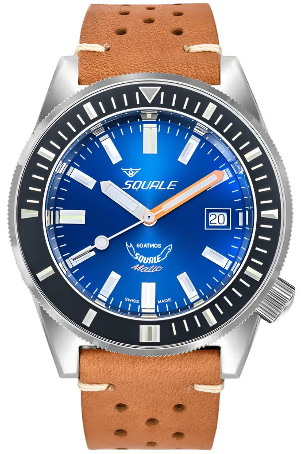 Squale Matic Dark Blue Leather Watch