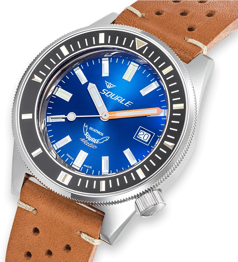 Squale Matic Dark Blue Leather Watch