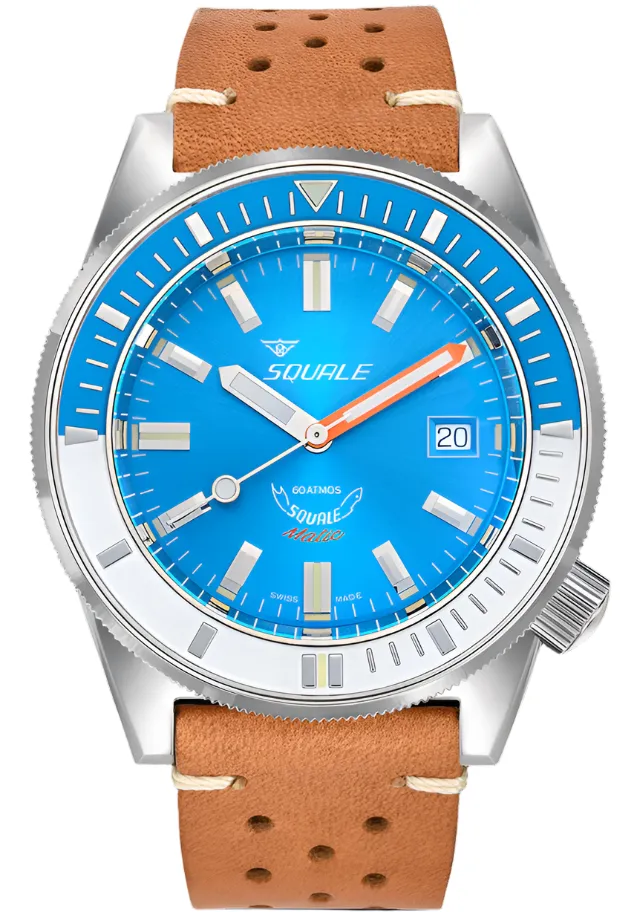 Squale Matic Light Blue Leather Watch