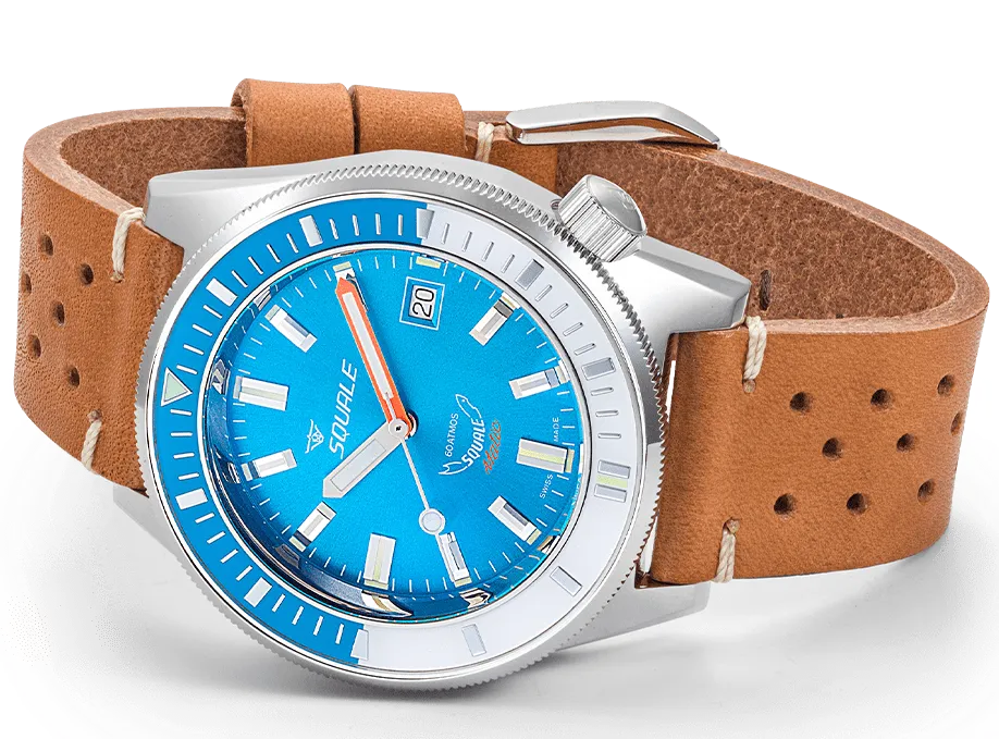 Squale Matic Light Blue Leather Watch