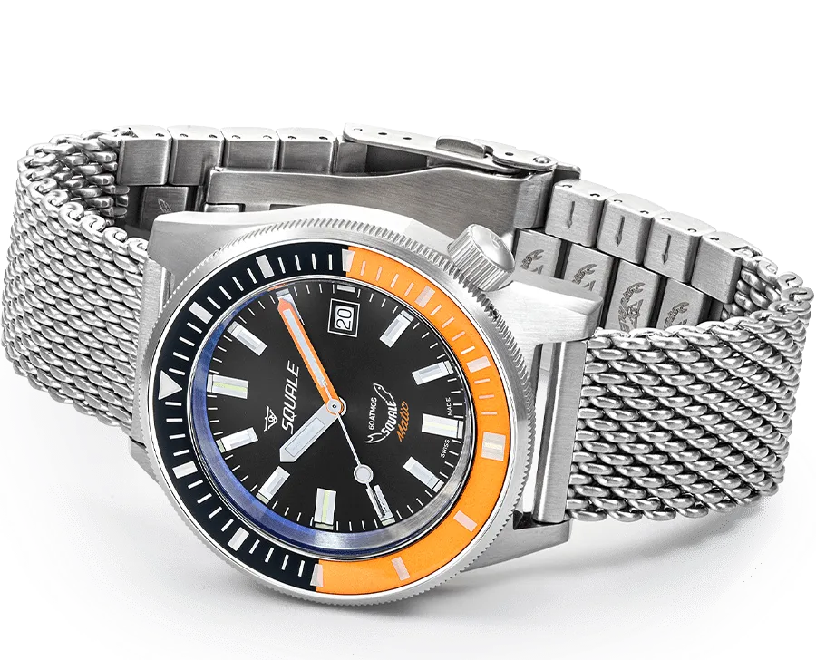 Squale Matic Orange Mesh Watch