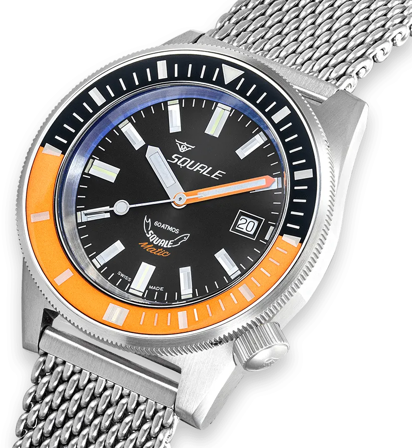 Squale Matic Orange Mesh Watch