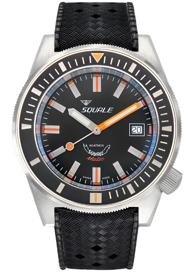 Squale Matic Satin Black Rubber Watch