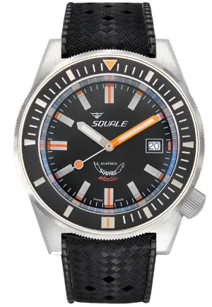 Squale Matic Satin Black Rubber Watch