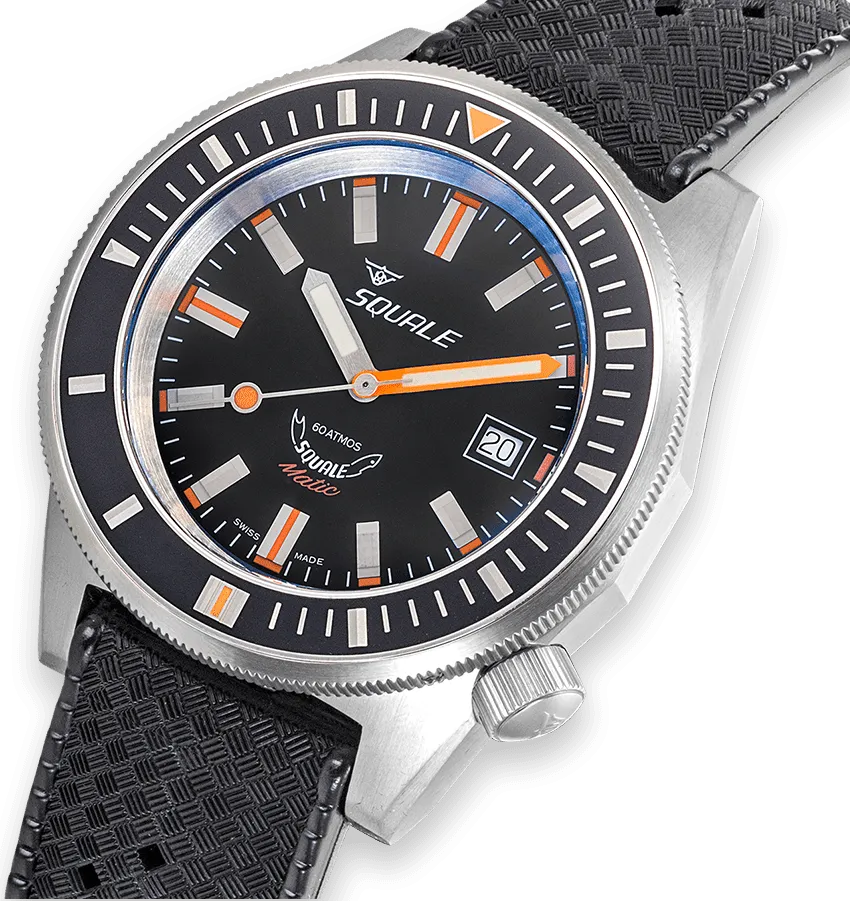 Squale Matic Satin Black Rubber Watch