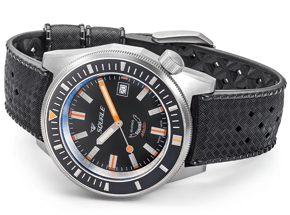 Squale Matic Satin Black Rubber Watch