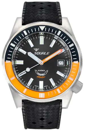Squale Matic Satin Orange Rubber Watch