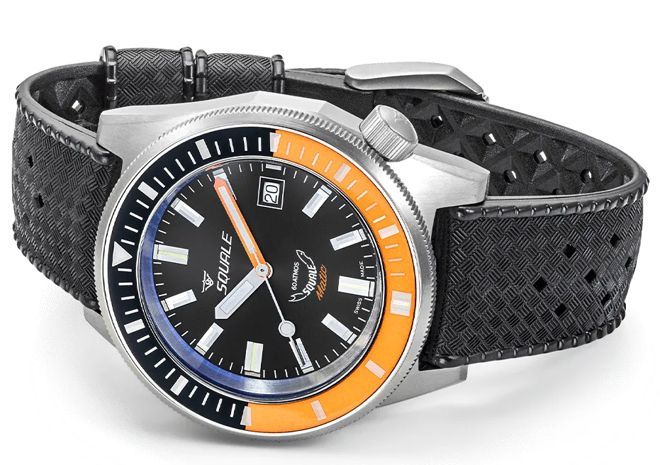 Squale Matic Satin Orange Rubber Watch