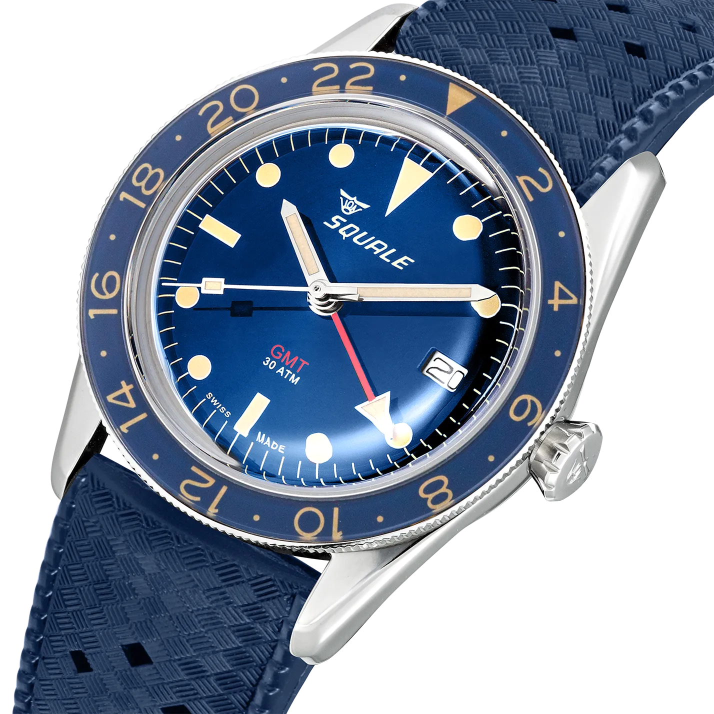 Squale SUB-39 GMT Blue Vintage Rubber Watch