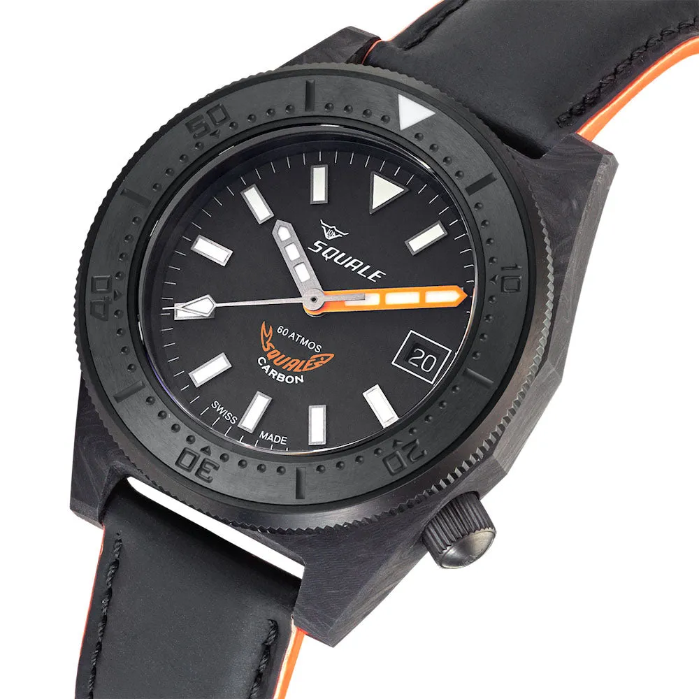 Squale T183 Orange Forged Carbon Leather Watch