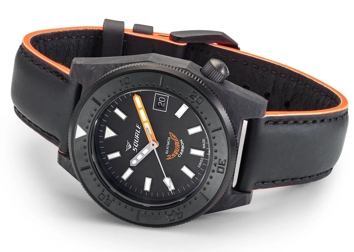 Squale T183 Orange Forged Carbon Leather Watch