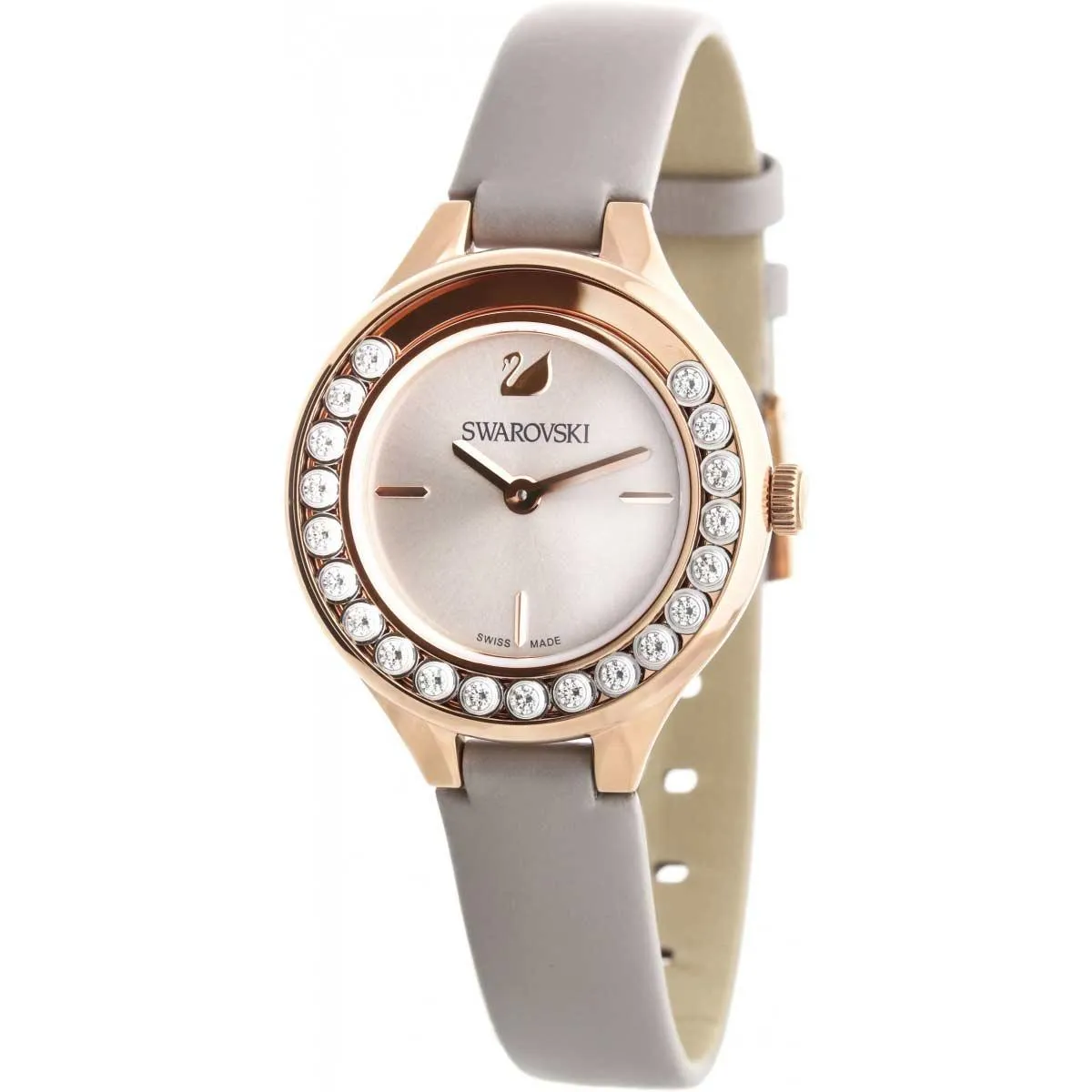 Swarovski Women's Strap Watch - Lovely Crystals Mini Grey Leather | 5261481