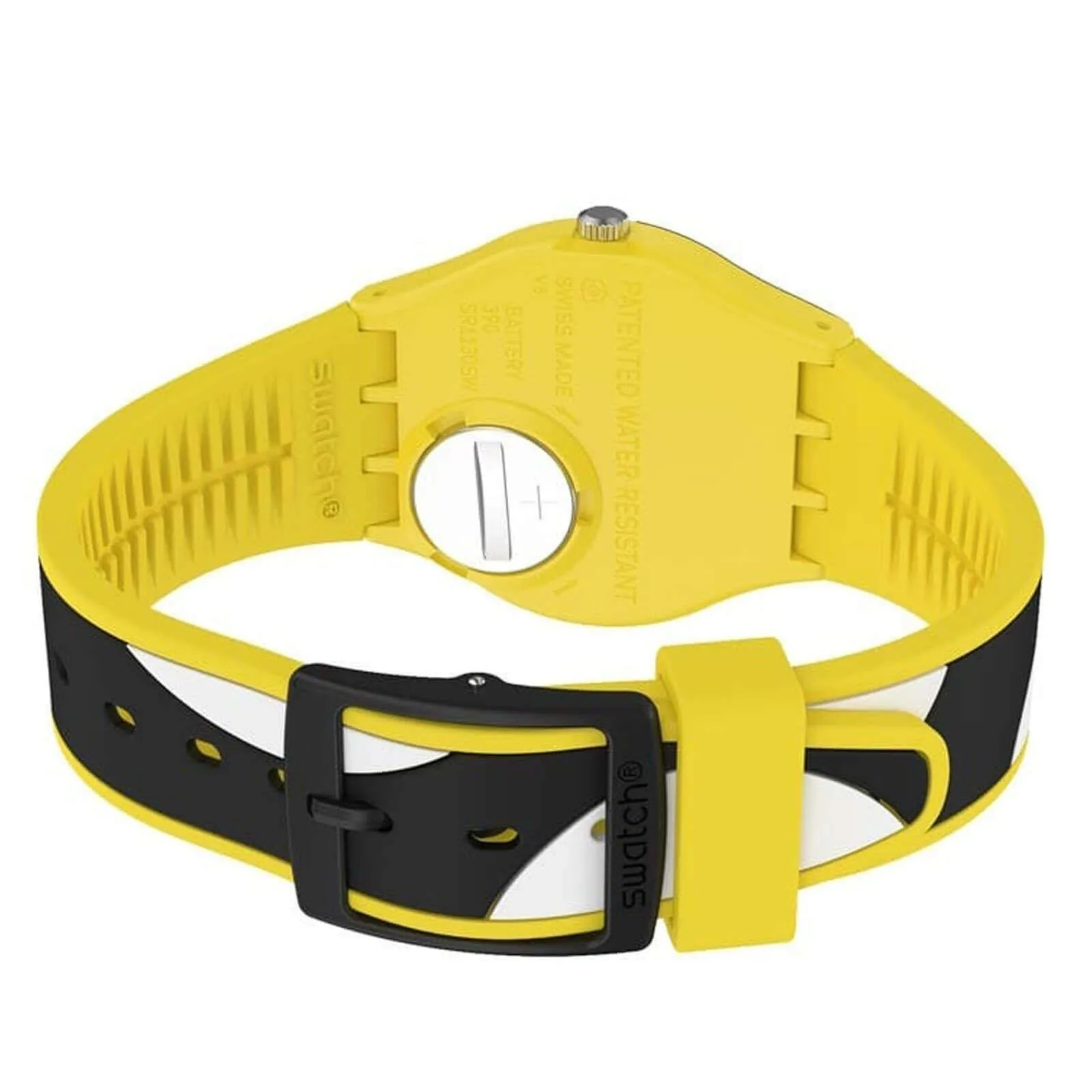 Swatch Unisex Watch - D-Form Quartz Black and Yellow Dial Silicone Strap | GJ139
