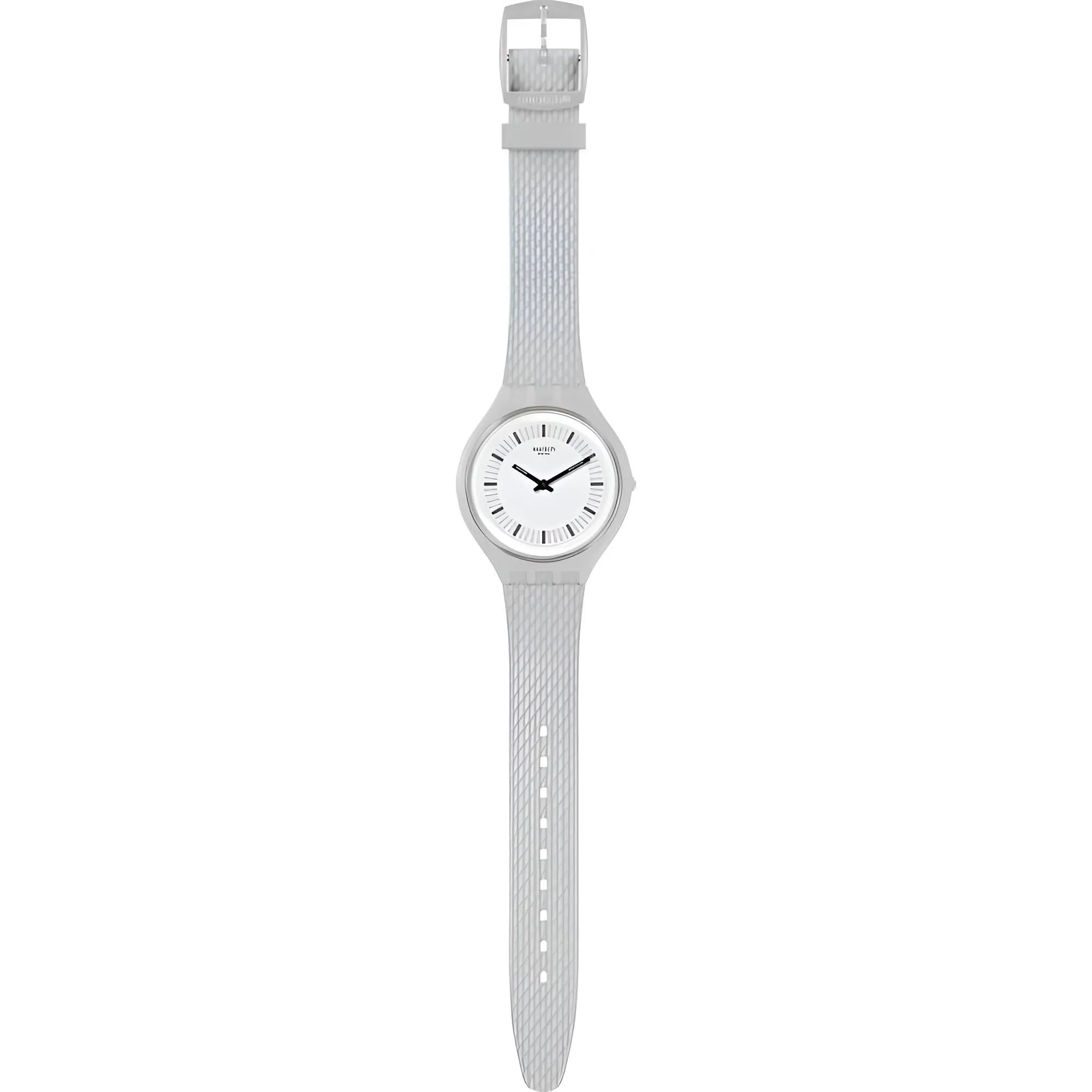 Swatch Unisex Watch - Skin Skinstructur Grey Dial Silicone Rubber Strap | SVUM102