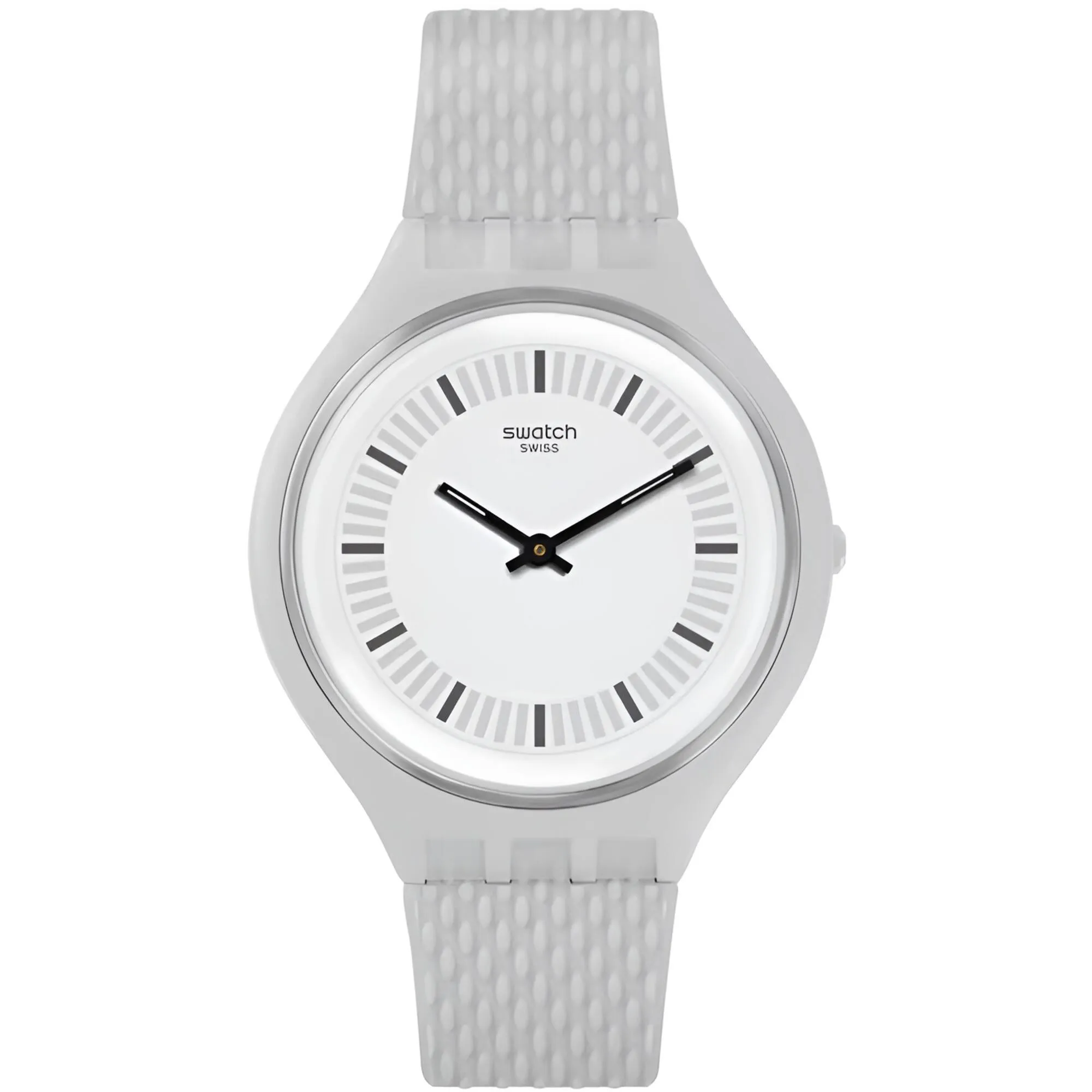 Swatch Unisex Watch - Skin Skinstructur Grey Dial Silicone Rubber Strap | SVUM102