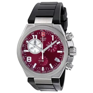 Swiss Army 241159 Men's Convoy Chronograph Burgundy Dial Black Rubber Strap Watch