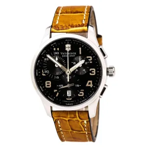 Swiss Army 241294 Men's Alliance Chrono Black Dial Brown Leather Strap Watch