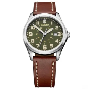 Swiss Army 241309 Men's Infantry Vintage Green Dial Brown Leather Strap Watch