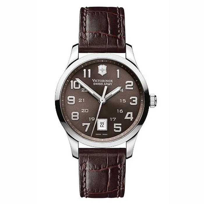Swiss Army 241323 Men's Classic Alliance Swiss Brown Leather Strap Brown Dial Watch