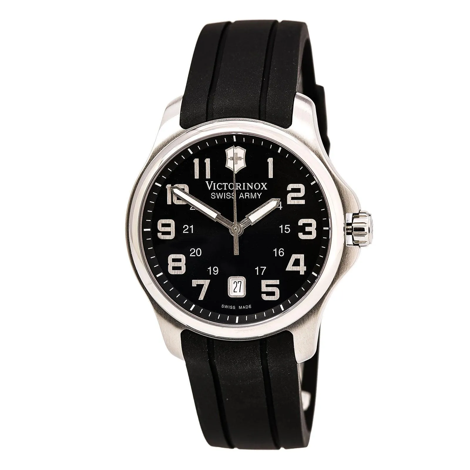 Swiss Army 241357 Men's Officer's Black Dial Black Rubber Strap Watch