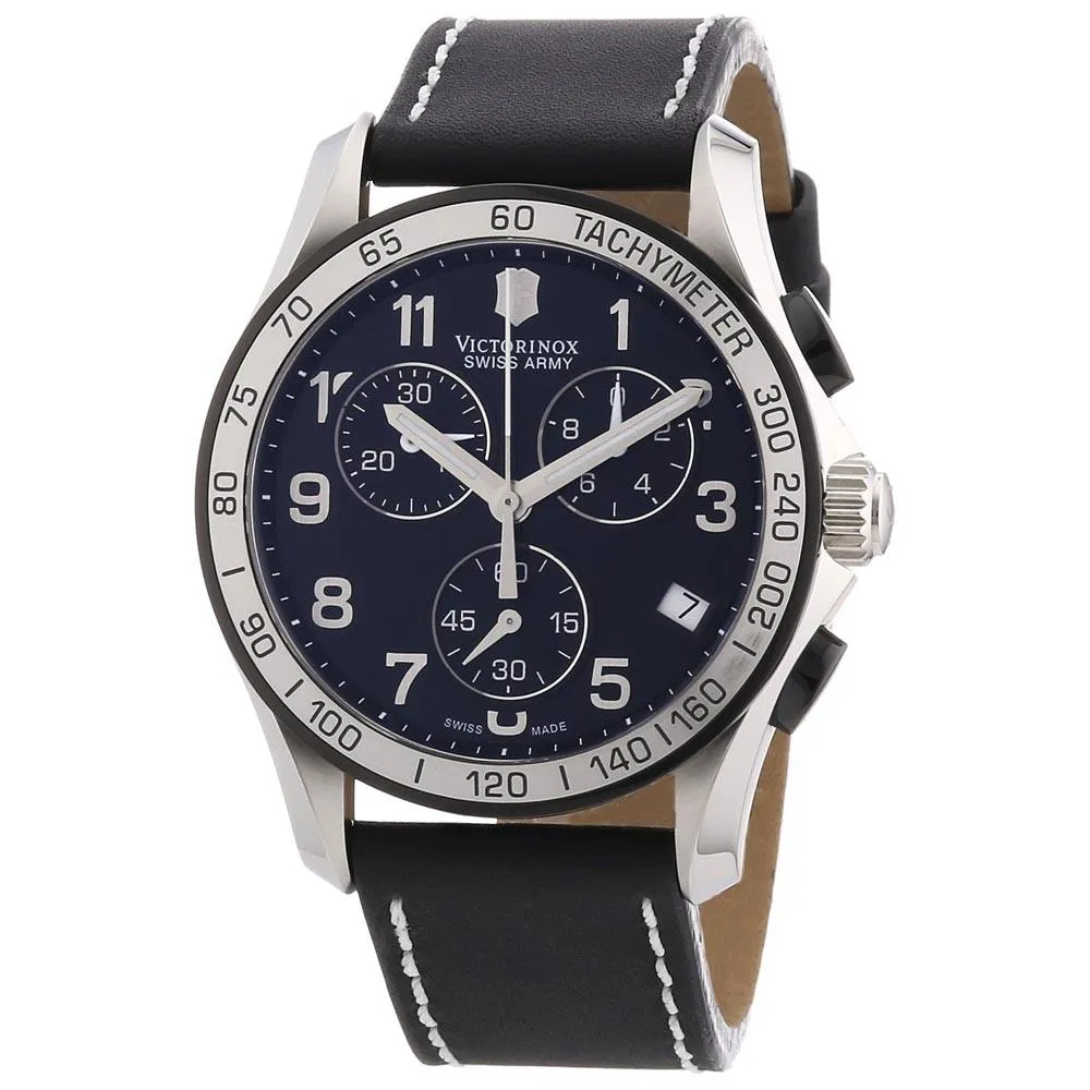 Swiss Army 241404 Men's Chrono Classic Black Dial Black Leather Strap Watch