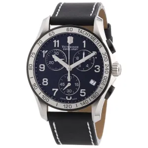 Swiss Army 241404 Men's Chrono Classic Black Dial Black Leather Strap Watch