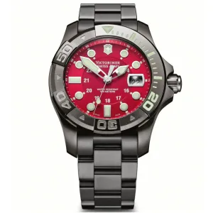 Swiss Army 241430 Men's Dive Master Red Dial Gunmetal Tone Stainless Steel Bracelet Watch