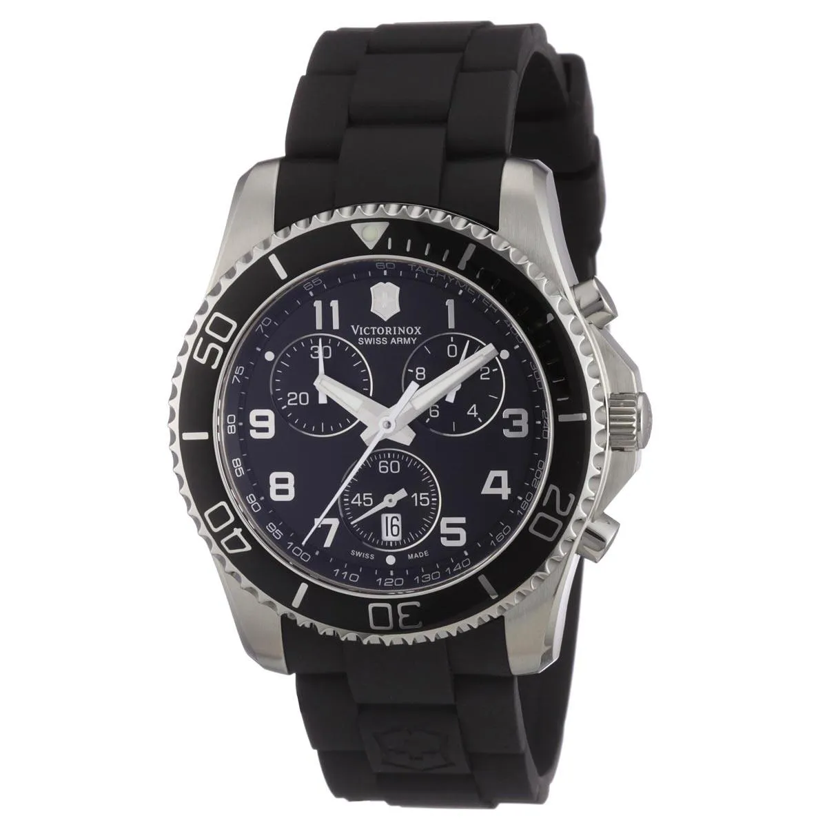 Swiss Army 241431 Men's Maverick Black Dial Black Rubber Strap Chronograph Watch
