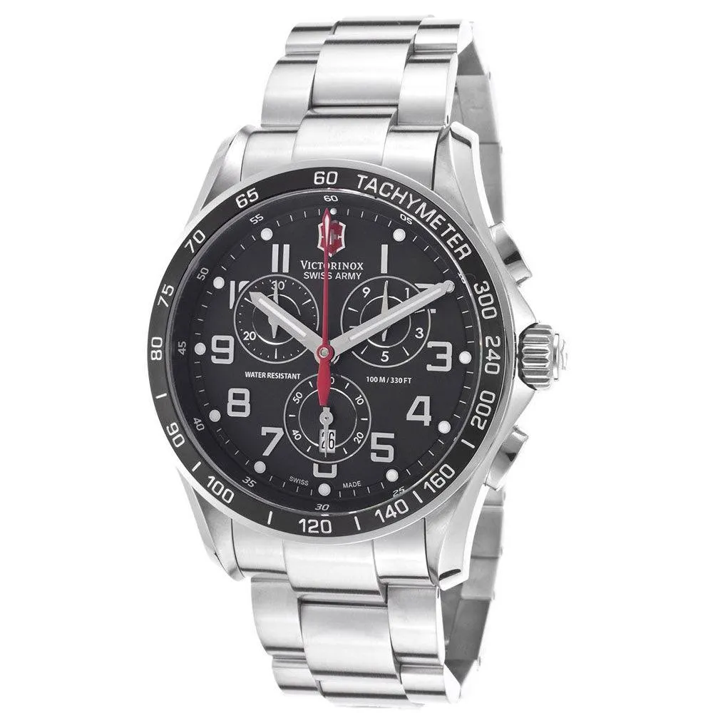 Swiss Army 241443 Men's Classic XLS Black Dial Steel Bracelet Chronograph Watch
